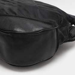 Burberry Black Check Nylon and Leather Maskell Hobo