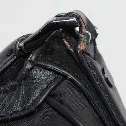 Burberry Black Check Nylon and Leather Maskell Hobo