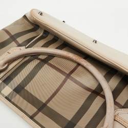 مملوكة مسبقًا Burberry Beige Smoke Check PVC and Leather Tote
