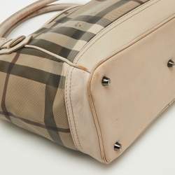 مملوكة مسبقًا Burberry Beige Smoke Check PVC and Leather Tote