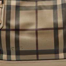 مملوكة مسبقًا Burberry Beige Smoke Check PVC and Leather Tote