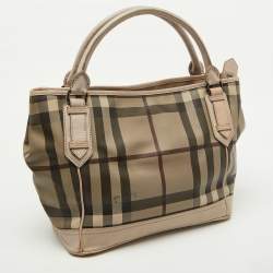مملوكة مسبقًا Burberry Beige Smoke Check PVC and Leather Tote