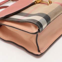 Pre Owned Burberry Pink House Check Canvas and Leather Macken Crossbody Bag