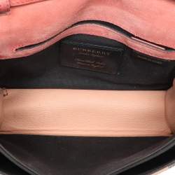 Pre Owned Burberry Pink House Check Canvas and Leather Macken Crossbody Bag