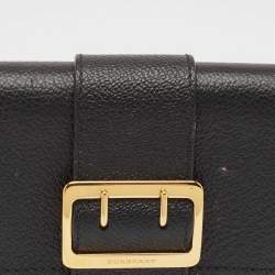 Burberry Black Leather Buckle Continental Wallet