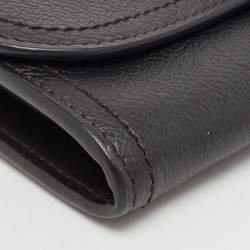 Burberry Black Leather Buckle Continental Wallet