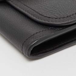 Burberry Black Leather Buckle Continental Wallet