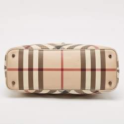 Burberry Gold/Beige Supernova Check PVC and Patent Leather Nickie Tote