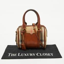 Burberry Beige/Brown House Check Canvas and Leather Alchester Satchel