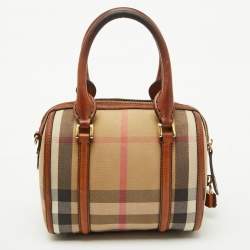 Burberry Beige/Brown House Check Canvas and Leather Alchester Satchel