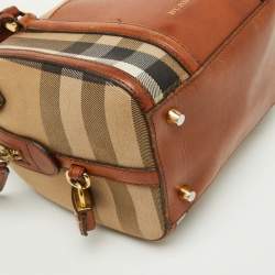 Burberry Beige/Brown House Check Canvas and Leather Alchester Satchel