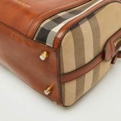 Burberry Beige/Brown House Check Canvas and Leather Alchester Satchel