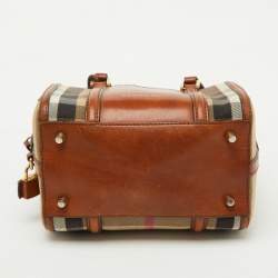 Burberry Beige/Brown House Check Canvas and Leather Alchester Satchel