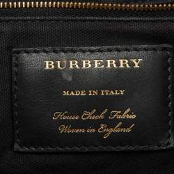 Burberry Burgundy/Beige Leather and House Check Canvas Medium Banner Tote