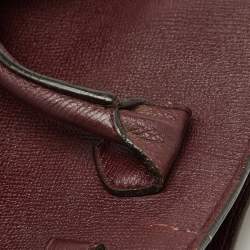 Burberry Burgundy/Beige Leather and House Check Canvas Medium Banner Tote