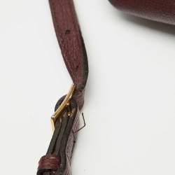 Burberry Burgundy/Beige Leather and House Check Canvas Medium Banner Tote