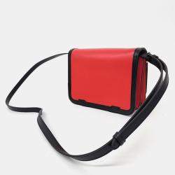 Burberry Black/Red Leather TB Small Crossbody Bag