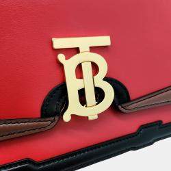 Burberry Black/Red Leather TB Small Crossbody Bag