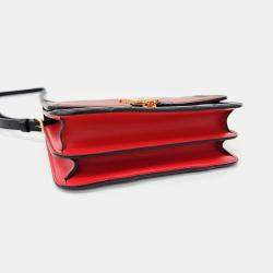 Burberry Black/Red Leather TB Small Crossbody Bag