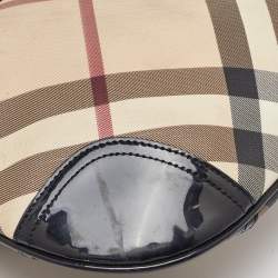 Burberry Beige/Black Supernova Check Coated Canvas and Patent Leather Dryden Shoulder Bag