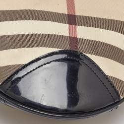 Burberry Beige/Black Supernova Check Coated Canvas and Patent Leather Dryden Shoulder Bag