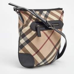 Burberry Beige/Black Supernova Check Coated Canvas and Patent Leather Dryden Shoulder Bag