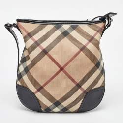 Burberry Beige/Black Supernova Check Coated Canvas and Patent Leather Dryden Shoulder Bag