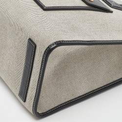 Pre Owned Burberry Black/Grey Canvas and Leather Medium Freya Tote