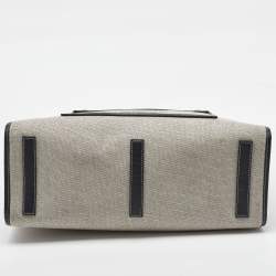 Pre Owned Burberry Black/Grey Canvas and Leather Medium Freya Tote