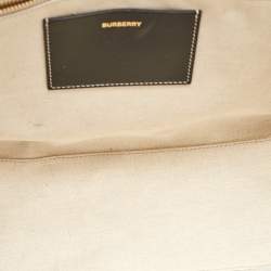 Pre Owned Burberry Black/Grey Canvas and Leather Medium Freya Tote