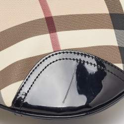 Burberry Beige/Black Supernova Check Coated Canvas and Patent Leather Dryden Crossbody Bag