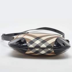 Burberry Beige/Black Supernova Check Coated Canvas and Patent Leather Dryden Crossbody Bag