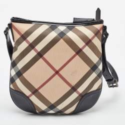 Burberry Beige/Black Supernova Check Coated Canvas and Patent Leather Dryden Crossbody Bag