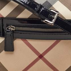Burberry Beige/Black Supernova Check Coated Canvas and Patent Leather Dryden Crossbody Bag