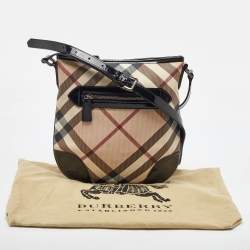 Burberry Beige/Black Supernova Check Coated Canvas and Patent Leather Dryden Crossbody Bag