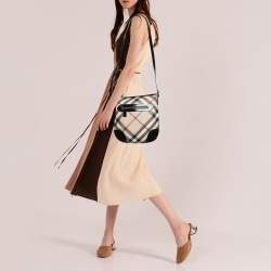 Burberry Beige/Black Supernova Check Coated Canvas and Patent Leather Dryden Crossbody Bag