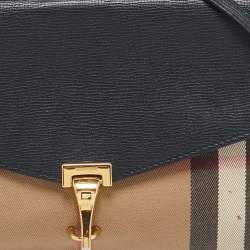 Pre Owned Burberry Black Leather and Fabric Small Macken Crossbody Bag