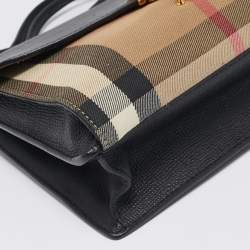 Pre Owned Burberry Black Leather and Fabric Small Macken Crossbody Bag