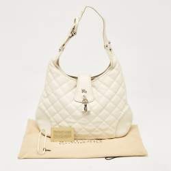 Burberry White Quilted Leather Brooke Hobo