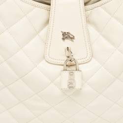 Burberry White Quilted Leather Brooke Hobo