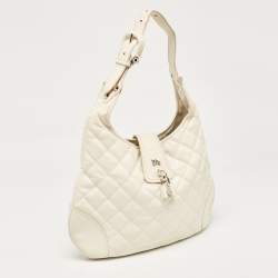 Burberry White Quilted Leather Brooke Hobo
