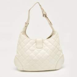 Burberry White Quilted Leather Brooke Hobo