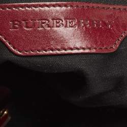Burberry Burgundy/Beige House Check Fabric Small Canterbury Tote
