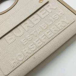 Pre Owned Burberry Beige Canvas and Leather pocket mini bag