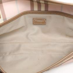 مملوكة مسبقًا Burberry Pink/Beige House Check PVC and Leather Buckle Flap Shoulder Bag