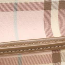 مملوكة مسبقًا Burberry Pink/Beige House Check PVC and Leather Buckle Flap Shoulder Bag