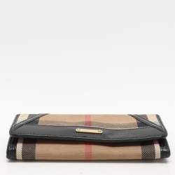 Burberry Black/Beige Nova Check Canvas and Leather Continental Wallet