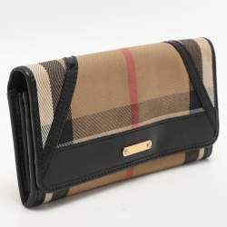 Burberry Black/Beige Nova Check Canvas and Leather Continental Wallet