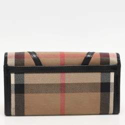 Burberry Black/Beige Nova Check Canvas and Leather Continental Wallet