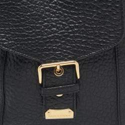 Pre Owned Burberry Black Pebbled Leather Small Belmont Backpack